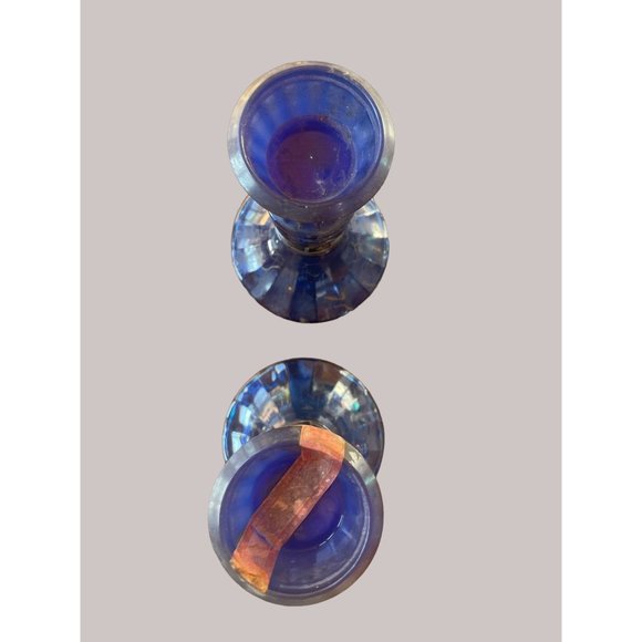 Imported McGill Canadian Whiskey 2 Cobalt Blue Decanters Bottled by James B Beam - Picture 9 of 10